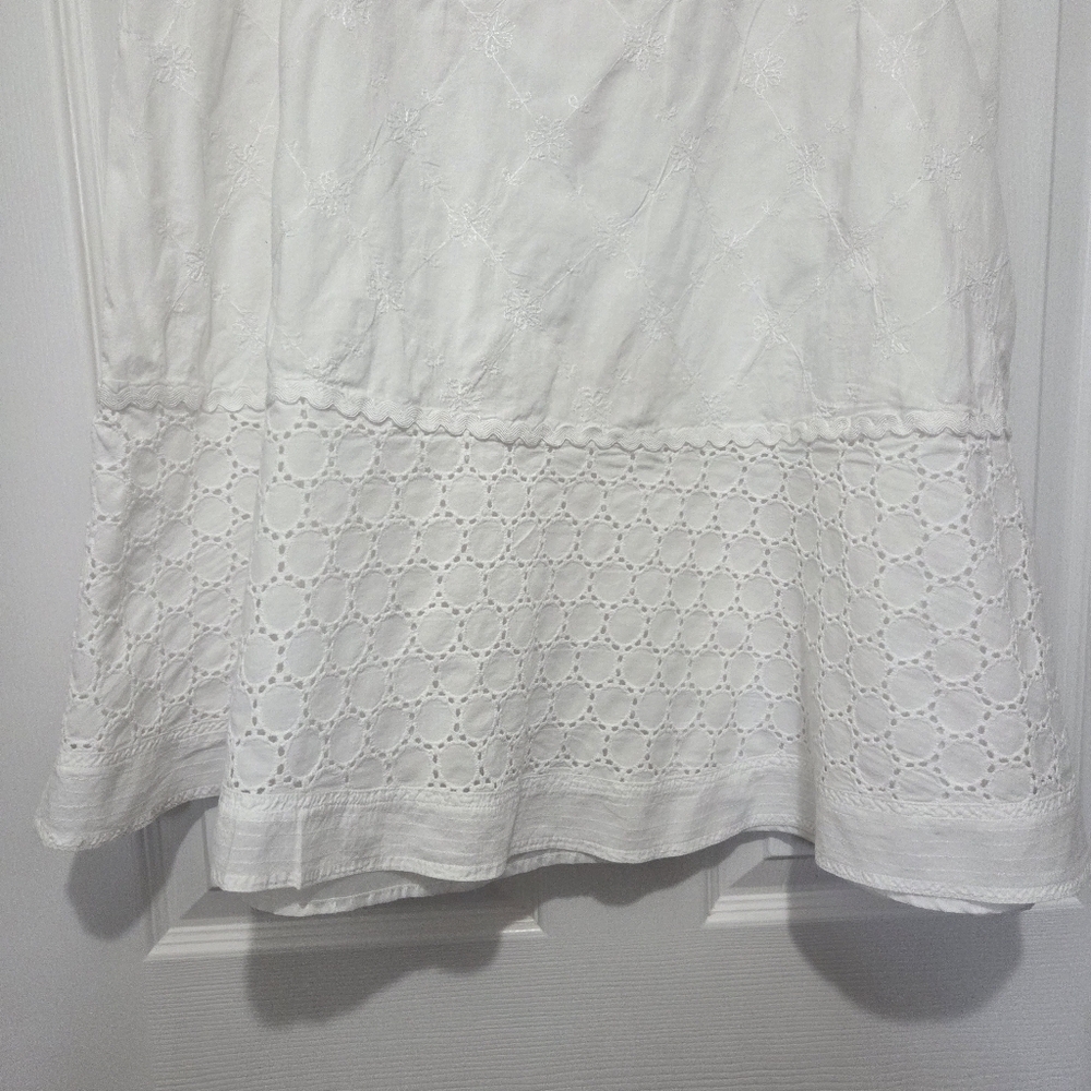 Vintage Requirements White Embroidered Eyelet Cotton Midi Skirt Size 14 Boho - Picture 3 of 10